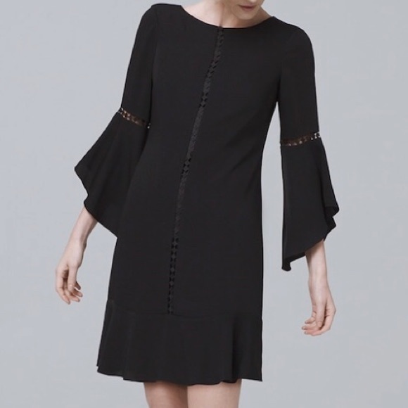 White House Black Market Dresses & Skirts - ❣️BELL-SLEEVE BLACK SHIFT DRESS❣️